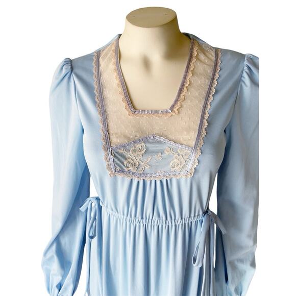 Jody T of California Sky Blue Prairie Boho Maxi Dress 70s Size 9 - Picture 5 of 13